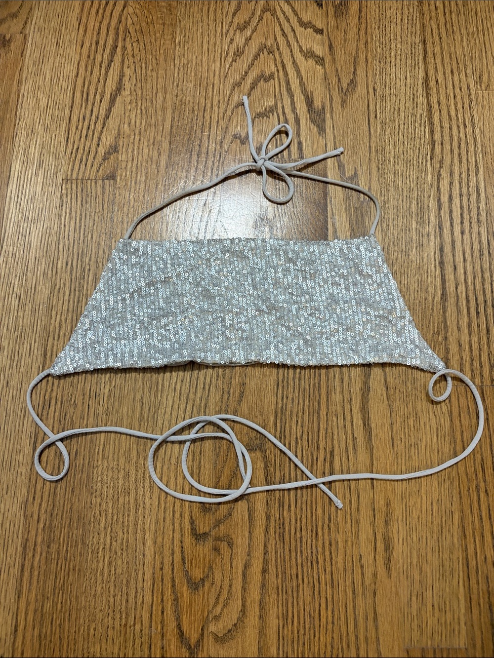 Adika Silver Sequin Halter Crop Top